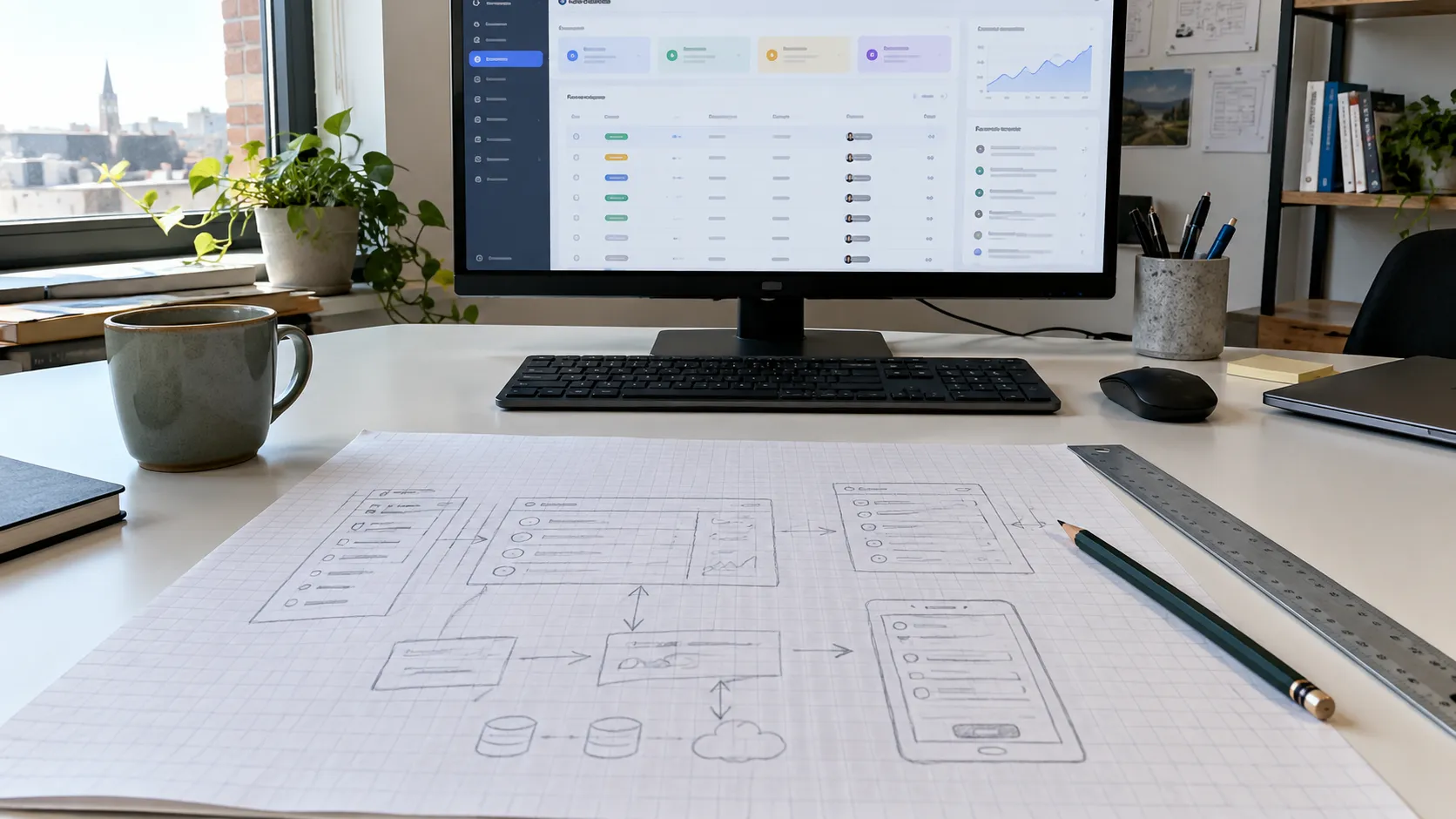 Écran d'une application métier sur mesure ouverte sur le planning d'une PME belge